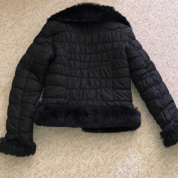 Sugarfly faux fur puffy jacket size S zip pockets hook closure warm & cozy - Picture 7 of 7
